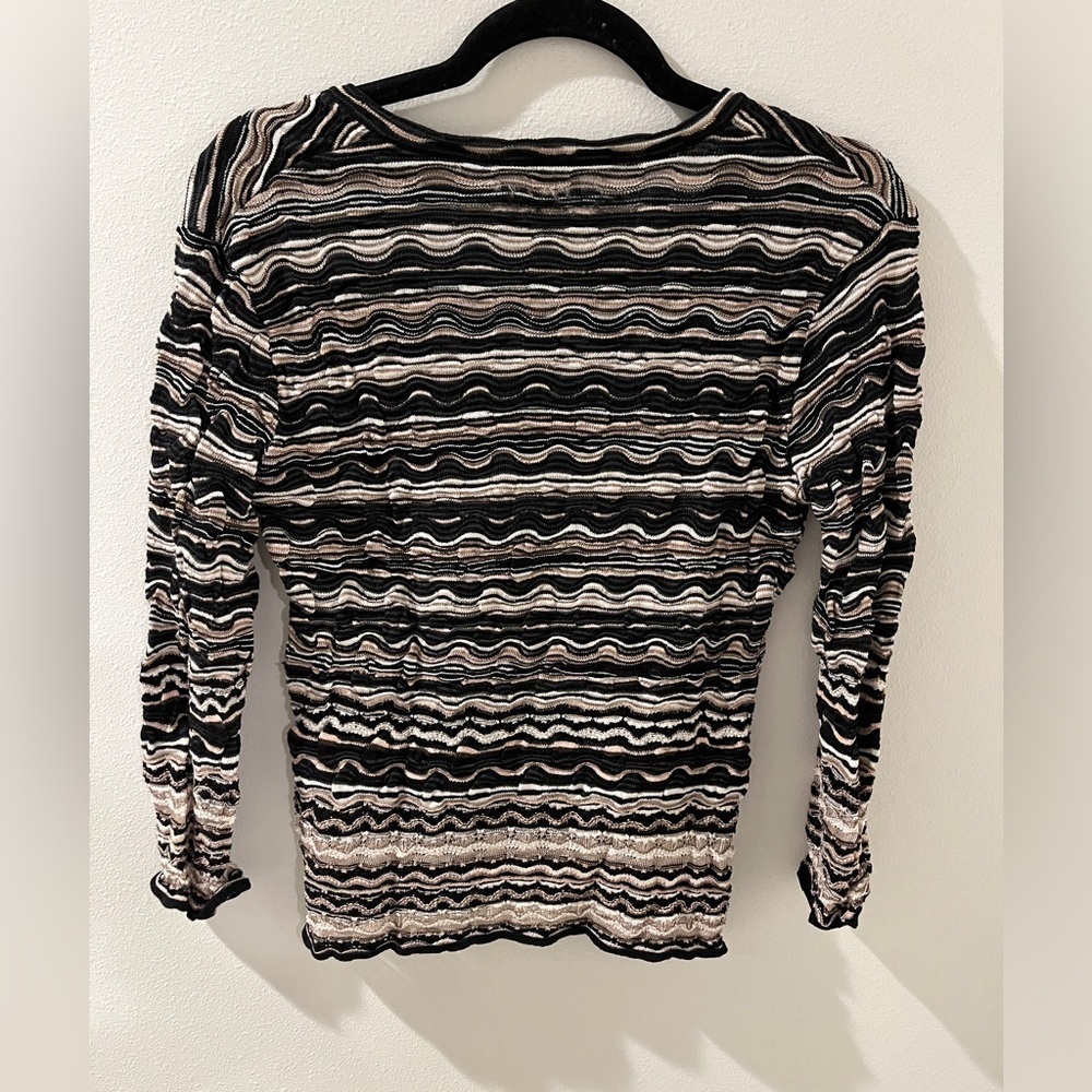 Missoni Size 10 Striped V-Neck Merino Wool Blend Knit Long Sleeve Shirt Italy - Picture 6 of 7